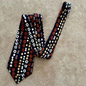 Vintage 90s Nicole Miller 100% Silk Sports Ball Tie